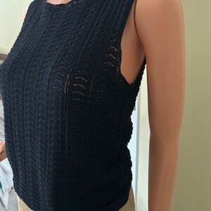 Theory Black Textured Tank Top